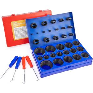 Orion Motor Tech 826pc Universal O Ring Assortment Kit Nitrile Rubber O Rings in 32 SAE & Metric Sizes for Automotive & Plumbing Repairs (Red & Blue Case)