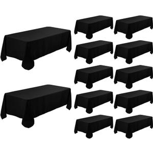 Fivenl 12 Pack Black Tablecloth 60 x 102 Inch, Bulk 6 Foot Rectangle Table Clothes, Washable Polyester Fabric Table Covers for Wedding, Party, Reception, Banquet