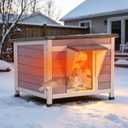 Outdoor Cat House with Insulated Liner Feral Cat Shelter for Winter, Compact Cat House - 23.6"W, Standard