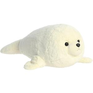 Aurora Adorable Super Flopsie Baby Harp Seal Stuffed Animal - Playful Ease - Timeless Companions - White 30 Inches