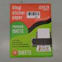JOYEZA Premium Printable Vinyl Sticker Paper for Inkjet Printer - 25 Sheets Matte White Waterproof, Dries Quickly Vivid Colors, Holds Ink well- Tear Resistant - Inkjet & Laser Printer