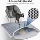 Stainless Steel Litter Box, Extra Large Litter Boxes for Big Cats, XL Metal Cat Litter Box with Lid, Anti-Urine Leakage, Non-Sticky, Include Cat Mat and Litter Scoop