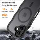 Hualele Magnetic for iPhone 16 Case, Compatible with MagSafe, Military Grade Dropproof Translucent Matte Back Cute Curly Wave Edge Slim Phone Case for iPhone 16, Black