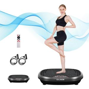 EILISON FitMaxx 3D XL Vibration Plate Exercise Machine - Whole Body Workout Vibration Platform w/Loop Bands - Lymphatic Drainage Machine for Weight Loss, Shaping, Wellness, Recovery (Fitpro Black)
