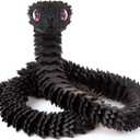 20 inch 3D Printed Snake, Year of The Snake 2025, Executive Desk Toys, Articulated Snake, Fidget Toys Gifts for Easter Adults (Black)