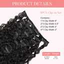 FLUFYMOOZ 9PCS Clip in Hair Extensions 22 Inch Curly Hair Extension Long Soft Synthetic Hairpieces for Women (Black)