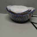 YHOSSEUN 3 Tier Serving Bowls, Serving Dishes for Entertaining Porcelain Serving Trays and Platters Tiered Bowl Set with Collapsible Thicker Sturdier Metal Rack (C-Light-colored Boho)