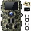 Dargahou Trail Camera - 4K 48MP Game Camera with Night Vision, 0.05s Trigger Motion Activated Hunting Camera, IP66 Waterproof, 130 Wide-Angle with No Glow Infrared LEDs for Outdoor Wildlife