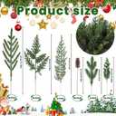 50PCS Christmas Norfolk Pine Branches, 6 Styles Artificial Christmas Norfolk Branches Artificial Greenery Real Touch Pine Needle Branches Stems Sprigs for Xmas DIY Making Garland Wreath Home Decor