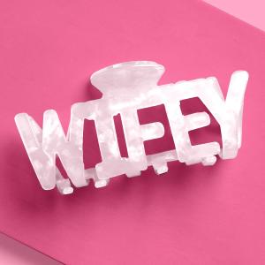 xo, Fetti Wifey Claw Hair Clip - White Marble Acrylic | Bachelorette Accessory, Bride Gift, Bridal Shower, Wedding Day, Bride to Be
