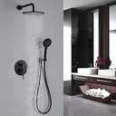 GYEBBJSC Mixer Showers for Bathrooms Black Brass 10 in Round Rainfall Shower Head Mixer Shower Set Kit-C