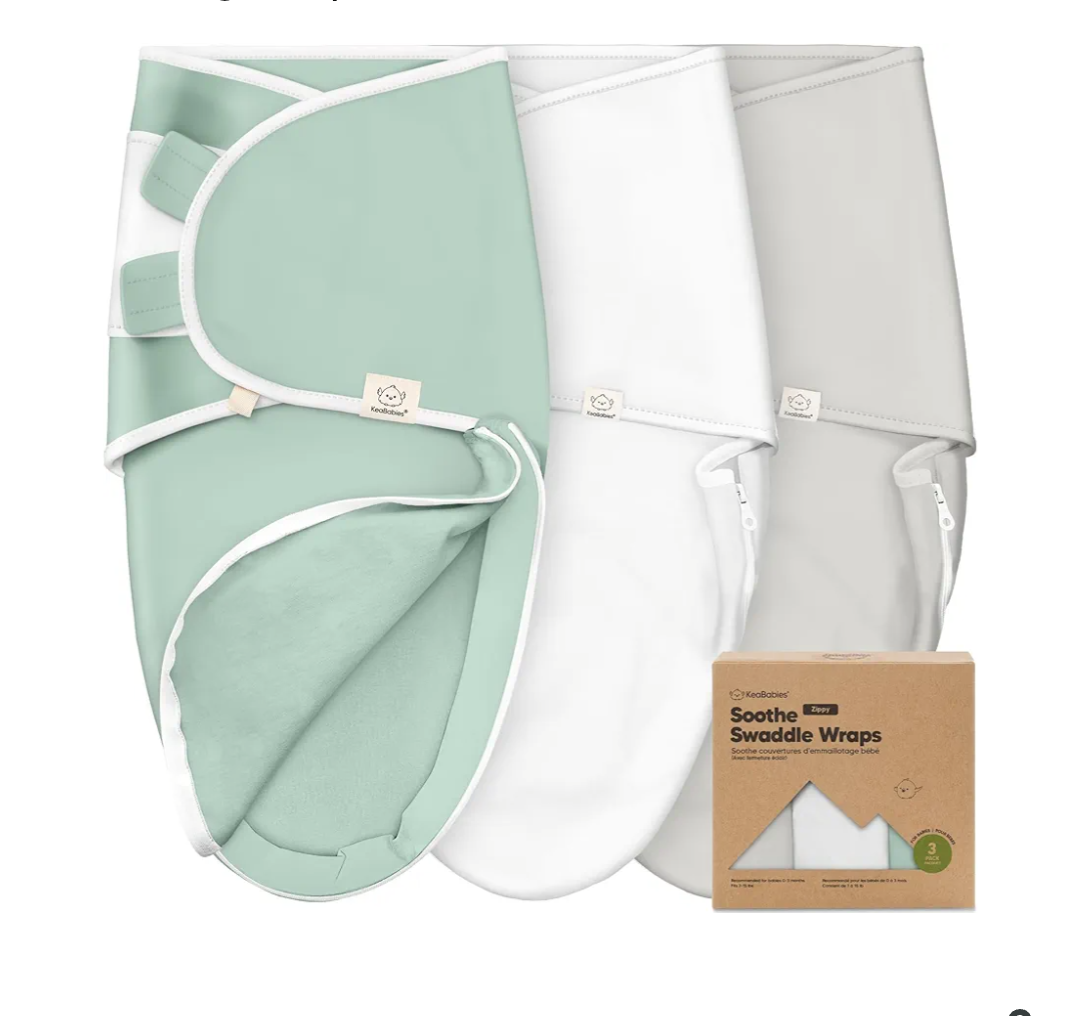 Baby Swaddle Sleep Sacks with Zipper - 3-Pack Swaddles for Newborns 0-3 Months, Infant, Baby Girls, Boys, Soft & Durable Newborn Sleep Sack, Easy Diaper Change Swaddling Blanket (Sage)