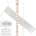 Soprano Recorder 8-Hole Instrument for Beginners Kids Students, Baroque Style C Key Flute with Cleaning Rod & acking Bag for Education & Entertainment - Beige