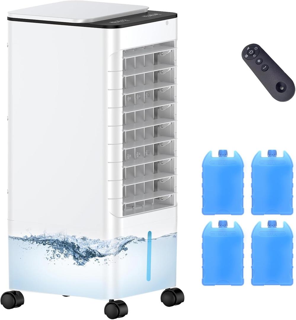 Windowless Portable Air Conditioners with Remote, Ventless Ac Unit Ductless Air Cooler,Hoseless Quiet Evaporative Oscillating Swamp Cooler,12H Timer & 4 Ice Box for Bedroom Indoor Outdoor Office Room