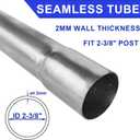 2 Pack 2-3/8" OD Metal Post Extender, 12" Fence Post Extension Height, Hot-dip Galvanized Steel, Includes Screws and Caps