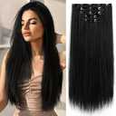Clip in Hair Extensions StrRid Black Extension Straight 22" Long Synthetic Thick Blonde Clips on Hairpieces for Women 5PCS Invisible Curly Wavy 18" Girls Brown Red White Natural Full Head 5 Oz