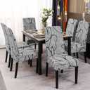 Dining Room Chair Covers Set of 4, Stretch Printed Parsons Chair Slipcovers Spandex Removable Washable Kitchen Chair Protector Cover for Dining Room, Hotel, Ceremony