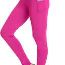 Kcutteyg Yoga Pants for Women with Pockets High Waisted Leggings Workout Sports Running Athletic Pants (Small, Full Length Hot Pink)