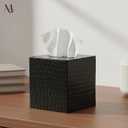 Monarch Abode Tissue Box Cover Square Hand Hammered Black Metal Tissue Holder Box for Bathroom Accessory, Aesthetic Decorative Facial Napkin Cube for Modern Home Decor