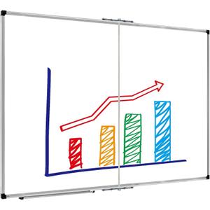 XBoard Magnetic Dry Erase Board 48 x 36 Inch, 4' x 3' Foldable White Board for Wall with Marker Tray, Silver Aluminum Frame Folding Message Presentation Board