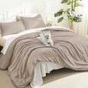 Litanika Light Coffee Oversized King Comforter Set Super King Plus Size, 3 Pieces Lightweight Solid Bedding Comforter Set, All Season Fluffy Bed Set (128x120In Comforter & 2 Pillowcases)