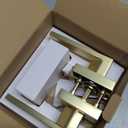 LOQRON Square Passage Gold Door Handles (No Lock and Key), Non-Locking Heavy-Duty Gold Door Handle for Bathroom and Interior Closet, Satin Brass, 5 Pack
