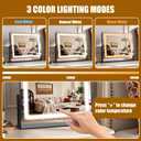 Vanity Mirror with Lights 22"×17", Large LED Makeup Mirror with Light, Smart Touch with 3-Color Lighting, Dimmable, 360° Rotation, Desk Mirror, Vanity Mirror Tabletop (Black)