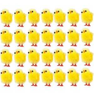 BESPORTBLE 60pcs Mini Chicks Set Plastic Plush Chicken Figures Figurines Cake Toppers Farm Animal Statues Table Decorations for Easter Party Favors 3cm