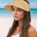 Sun Visor Hat for Women Summer Beach Vacation Essential Ponytail Friendly Travel Foldable Packable UPF 50+ (Green)