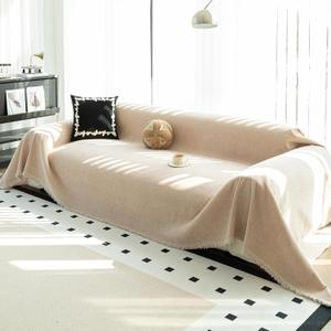 Durable Couch Cover Blanket, Sofa Blanket Cover Washable, Oversized Couch Cover Pet Friendly, Chenille Sofa Cover Blanket for 2-3 Cushions Sofas Solid Color(71"x 134"/Light Brown/1pc)