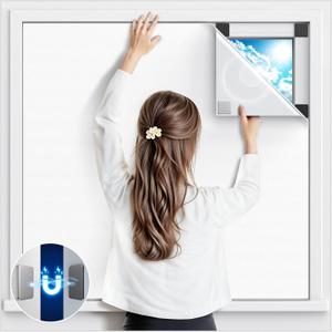 Magnetic Blackout Window Cover, 54" x 58" Portable Blackout Curtains for Bedroom, No Drill Windows Shades & Black Out Blinds, Temporary Black Out Shades for Window Film Nursery Travel RV - White