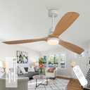 60 Inch Outdoor Natural Wood Ceiling fans with Lights and Remote, 3 Blades Wooden Dimmable Ceiling Fans,Noiseless Reversible DC Motor,Modern Fan for Patio,Living Room,Indoor,Farmhouse