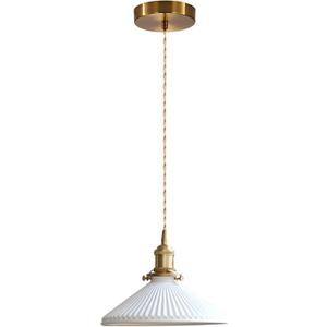 Ceramic Pendant Light, Minimalist Pleated Modern Pendant Light, Kitchen Island Bedroom Dining Room Bar Pendant Lighting