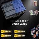 Toploader Storage Box for 3x4 35pt Rigid Cards, Top Loader Cards Holds 600+ Top Loaders - Aluminum Alloy Trading Card Case, Sports Card Storage Box with Lock (Large Black)