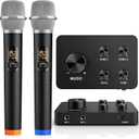FEKTIK Wireless Karaoke Microphone System, Dual Handheld Wireless Microphones for Smart TV, Speaker & Amplifier, HDMI/AUX in/Out, 100FT, Dynamic Microphonefor Home Karaoke, Singing, Church & Wedding
