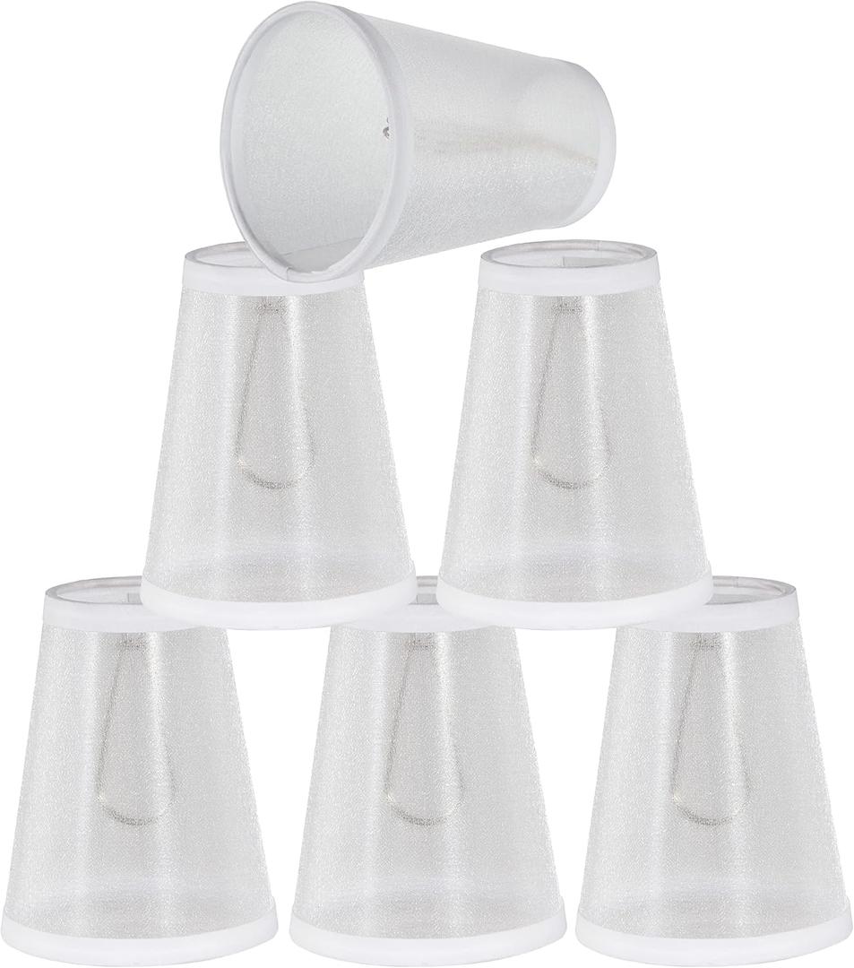 Aspen Creative 32668-6A, Empire Clip-On Chandelier Lamp Shade, White, 2 1/2" Top x 4" Bottom x 5" Slant Height, Set of 4