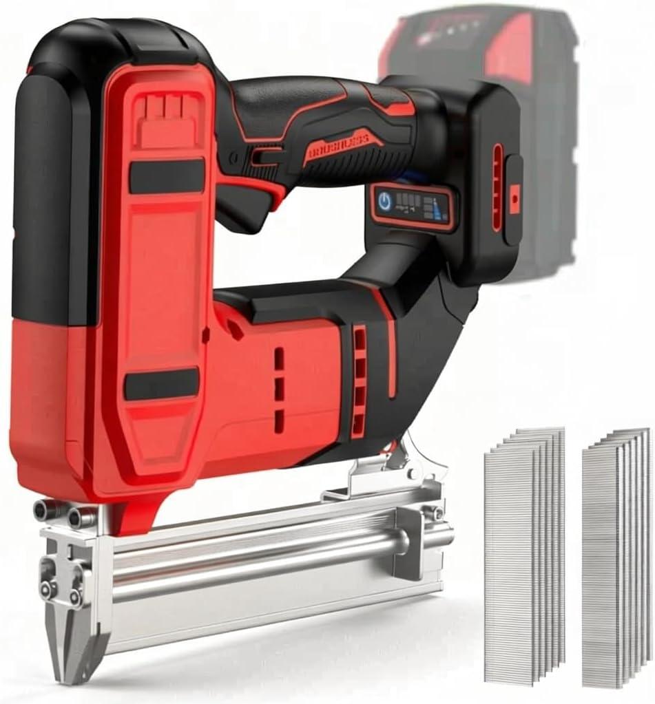 2-in-1 Cordless 18GA Brad Nailer & Crown Stapler  Compatible with Milwaukee 18V Battery (No Battery)  Nail Gun/Staple Gun Battery Powered with 1200 Nails/Staples for Woodworking, DIY and Upholstery