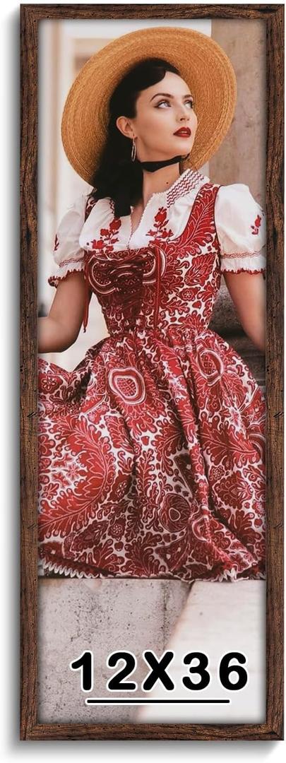 Dark Brown 12x36 Frame -Single Frame - Rustic Woodgrain 12 x 36 Poster Frame with Plexiglass for Wall Gallery Display, 12x36 Picture Frame for Puzzle, Artwork, Photo and Poster - Ideal Christmas Day