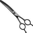 Fenice Peak Professional Dog Grooming Scissors Pet Curved Thinning Shears 7.0'' Extremely Sharp Blades 440C Steel Thinning Scissors Durable Smooth Motion & Fine Cut for Dogs and Cats(Black)