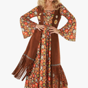 Morph Hippie Costume Women 70s Hippie Dress Outfits 60s Costumes Retro Boho Style Festival Wear for Women, XL