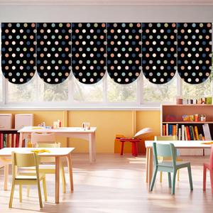 Frienda 6 Pcs Boho Polka Dot Themed Back to School Classroom Decorative Window Curtains 36" x 24" Velvet Curtains Panels for Classroom Library Bedroom Playroom Room Decor, 9.3"W x 11.8"L