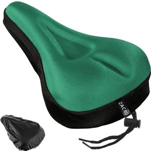 Zacro Bike Seat Cushion - Gel Padded Bike Seat Cover for Men Women Comfort, Extra Soft Exercise Bicycle Seat Compatible with Peloton, Outdoor & Indoor Bike Saddles (Green)
