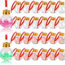 FOIMAS 24pcs Christmas Booze Balls,Christmas Fillable Booze Ball Tree Hanging Ornaments Clear Plastic Booze Pendant Ball for Chrismas Party Home Decoration