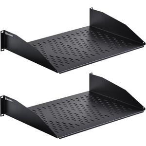 RackPath 2U Cantilever Universal Rack Shelf - 14in Deep Rackmount Shelf for 19 AV/Network Equipment Racks 55lbs Capacity - 2 Pack