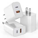 USB C Charger Block,3Pack 20W Dual Port USB C Wall Charger Plug Fast Charging Adapter USB A Quick Charging Brick Plug for iPhone Air/17 Pro Max/16E/16 ProMax/16Plus/15/14/13/12/11/XS,iPad Pro,AirPods