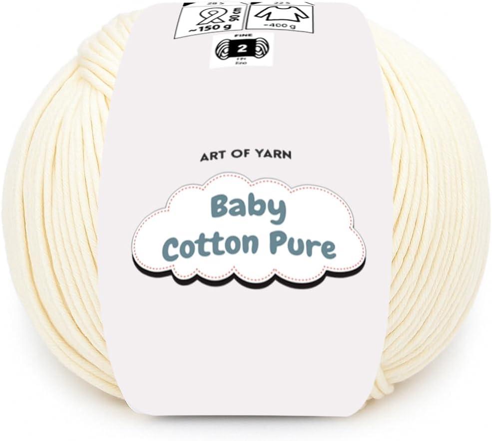 Babe Cotton Pure 50% Cotton 50% Acrylic Fine 2 Yarn Soft Smooth Summer for Knitting, Crocheting, Amigurumi, Baby Blankets Garments Total 150g (5.28 Oz), 495m (541.32Yds) 3 Skein 99402