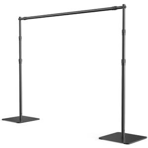 Backdrop Stand, 8x10 ft Adjustable Photo Backdrop Stand Kit, Heavy Duty Background Stand with Steel Base for Photography, Baby Shower, Birthday Parties, Wedding (Black)