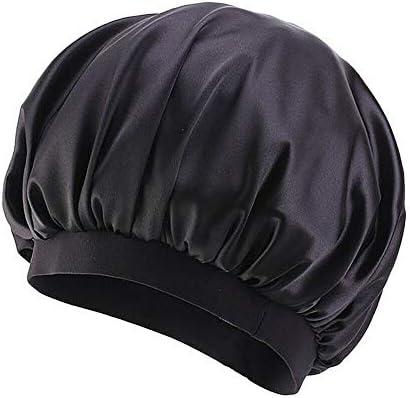 Women Satin Night Sleep Cap Hair Bonnet Hat Silk Head Cover Wide Elastic Band