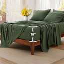 Bedsure Deep Pocket Queen Sheets - 6 Piece, Prewashed Ultra-Soft Queen Sheet Set, Fits Mattresses Up to 18 Inches Thick, Breathable & Secure Fit, Hotel Luxury Bedding, Olive Green