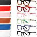 6 Pack Reading Glasses for Women Blue Light Blocking Computer Square Readers with Spring Hinge (Multicolor, 1.00, x)